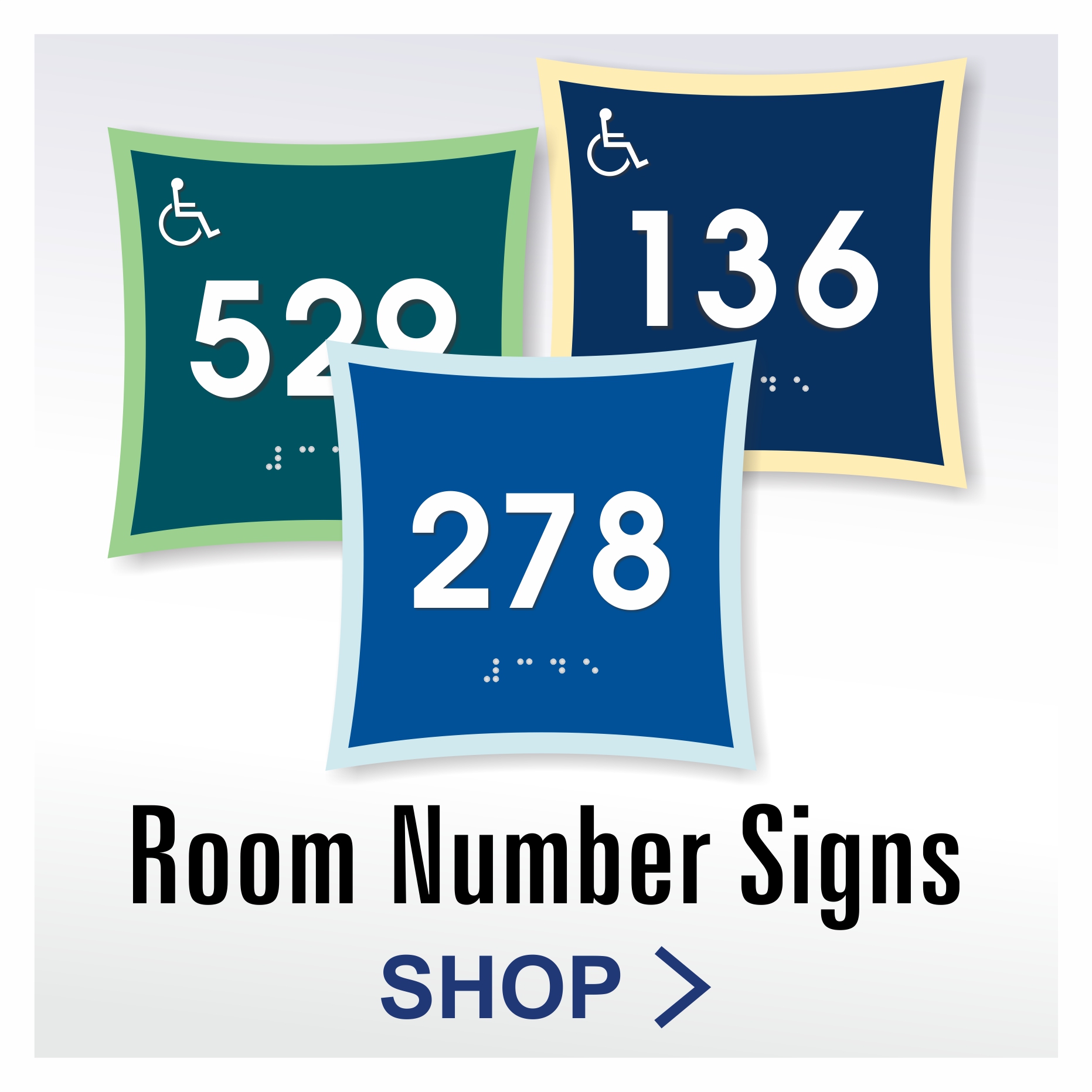 Urban ADA room number signs with dimensional acrylic backer and Grade 2 braille